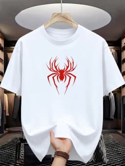 Summer Casual Sports Loose T-shirt Men's and Women's Simple spider Printed Round-neck Short-sleeved Top