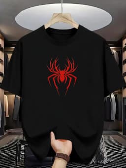 Summer Casual Sports Loose T-shirt Men's and Women's Simple spider Printed Round-neck Short-sleeved Top