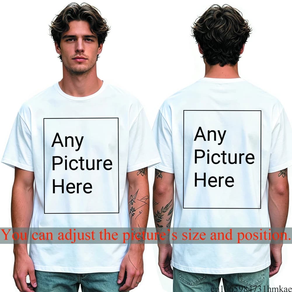 Custom Personalized Your Photo Man T Shirt for Boys Front Back Print Customized Funny Tshirts for Men Short T-shirt Tops Tees