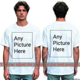 Custom Personalized Your Photo Man T Shirt for Boys Front Back Print Customized Funny Tshirts for Men Short T-shirt Tops Tees