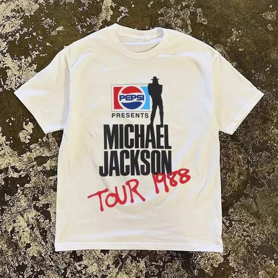 2026 New MJ Michael Jackson 1988 Tour Graphic Cotton T-Shirt High-Quality Summer Men's Clothing Women's Vintage Fashion T Shirt