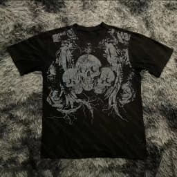 Retro Classic Gothic Style T-shirt Print Oversized Shirt High Street Shirts Gothic Round Neck Cotton Tops New Mens Women T Shirt