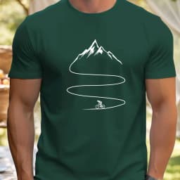 Men's Summer 100% Cotton Fashion Bicycle Mountaineering Pattern Printed Casual Loose Sports Round Neck Short Sleeve T-shirt Top
