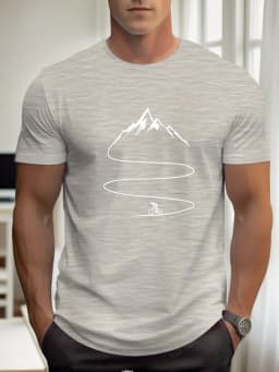 Men's Summer 100% Cotton Fashion Bicycle Mountaineering Pattern Printed Casual Loose Sports Round Neck Short Sleeve T-shirt Top