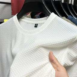 Summer Men's Round Neck Short Sleeved T-shirt M-5XL Oversize Wrinkle Resistant Breathable Top Texture Fabric Versatile Tees