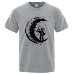 Men's High Quality Cotton Blend Moon Print Casual Summer Cool Short Sleeve Men Tshirt Loose t-shirt Male Tee Shirts Male Tee Top