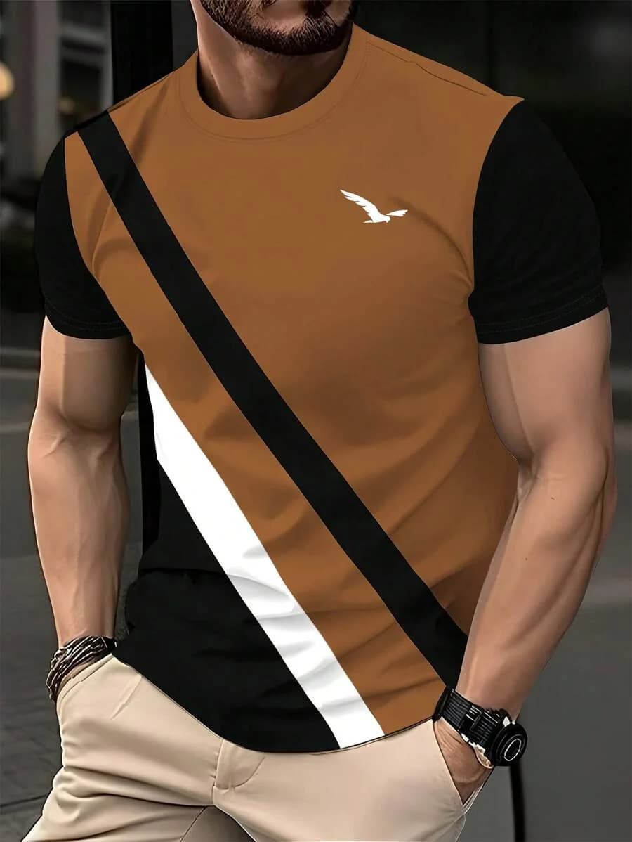 A men's personalized pattern printed short-sleeved T-shirt for comfortable and breathable summer wear