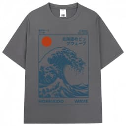 Japanese Style Hokkaido Wave Vintage T-shirt Men Women Harajuku Fashion High Quality T Shirts Oversized Cotton Summer Tee Shirt