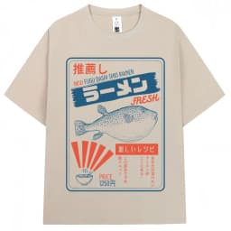 Japanese Style Hokkaido Wave Vintage T-shirt Men Women Harajuku Fashion High Quality T Shirts Oversized Cotton Summer Tee Shirt