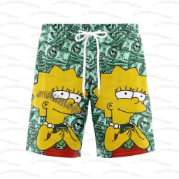 26 Holiday Summer Vacation Hawaiian Shorts Men's The Simpsons Print Shorts Doughnut Waves Print T-Shirt Beach Men Shorts S