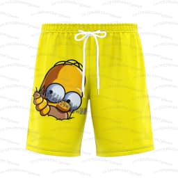 26 Holiday Summer Vacation Hawaiian Shorts Men's The Simpsons Print Shorts Doughnut Waves Print T-Shirt Beach Men Shorts S