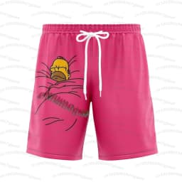 26 Holiday Summer Vacation Hawaiian Shorts Men's The Simpsons Print Shorts Doughnut Waves Print T-Shirt Beach Men Shorts S