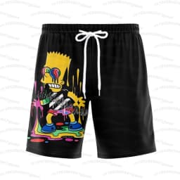 26 Holiday Summer Vacation Hawaiian Shorts Men's The Simpsons Print Shorts Doughnut Waves Print T-Shirt Beach Men Shorts S
