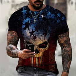 Summer Fashion Retro Skull 3D Printed T-shirt Hip Hop Personality Super Cool Horror Casual T-shirt