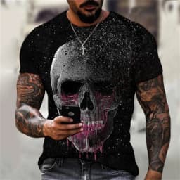 Summer Fashion Retro Skull 3D Printed T-shirt Hip Hop Personality Super Cool Horror Casual T-shirt