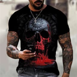 Summer Fashion Retro Skull 3D Printed T-shirt Hip Hop Personality Super Cool Horror Casual T-shirt