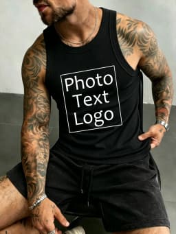 Personalized Custom Print Mens Sleeveless Thread Vest Sport Fitness Casual Tank Top Street Korean Fashion Clothes All-Match Tee