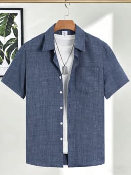 Men's Casual Linen Short Sleeve Shirts Drip Outfits Man Outfit Set Designer Cheap Clothing Summer Tops For Man