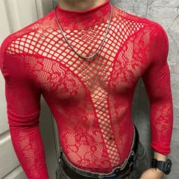 2026 New Men's Long Sleeve Tight-fitting T-Shirt Cutout Backless Short-Sleeve Sissy Top Round-Neck Sheer Summer Fitted Tank Vest