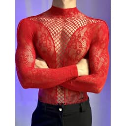 2026 New Men's Long Sleeve Tight-fitting T-Shirt Cutout Backless Short-Sleeve Sissy Top Round-Neck Sheer Summer Fitted Tank Vest