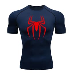 2024Men's Spider Print Compression Shirt, Quick Dry T-Shirt, Gym Running Jersey, Breathable Short Sleeve, Spring, Summer, M-3XL