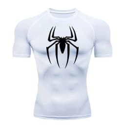 2024Men's Spider Print Compression Shirt, Quick Dry T-Shirt, Gym Running Jersey, Breathable Short Sleeve, Spring, Summer, M-3XL