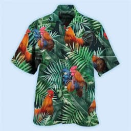 Newest Loose Breathable 3D Print Trendy Cool Fashion Chicken Shirts Beach Hawaiian Top Short Sleeves Summer Men's Men Tee