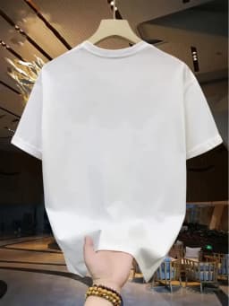 Men's Summer 100% Pure Cotton Casual Fashion Painted Handprint Print Loose Sports Round Neck Short Sleeved T-shirt Versatile Top