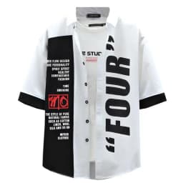 Men's Short-Sleeve Shirt 2025 Summer Five-Quarter Sleeve Japanese Street Brand Shirt Teenagers Punk Handsome