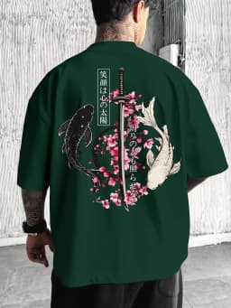 Japanese Cherry Blossom Print 100% Cotton Men Woment T-shirt Summer Autumn Daily Outdoor Sports Casual Loose Street Short-sleeve