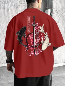 Japanese Cherry Blossom Print 100% Cotton Men Woment T-shirt Summer Autumn Daily Outdoor Sports Casual Loose Street Short-sleeve