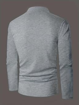 A Stylish Men's Round-Neck Plain Splicing Polo Shirt That Is Suitable for Summer, Autumn, and Winter, and Can Be Worn at Home