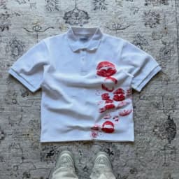 European and American Men's Summer Personalized Totem Lip Print Soft and Breathable Polo Short Sleeved T-Shirt Outdoor Casual To