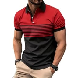 The 2025 Summer New Men's POLO Shirt Features a Casual Fashionable Soft and Comfortable 3D Striped Pattern Print