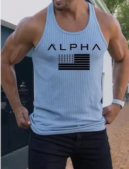 Fitness Sports Vest Large Size Men's Sleeveless Summer Knitted Vertical StripeLeisure Slim Men's Vest Men's L-Line Vest Men's