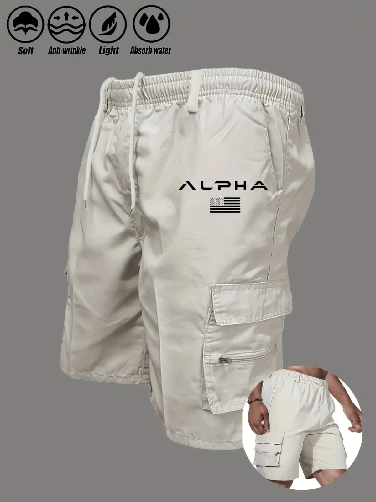 American Flag Printed Cargo Shorts Independence Day Eagle Shorts Summer Cargo Work Camping Multi-pocket Short Pants Streetwear