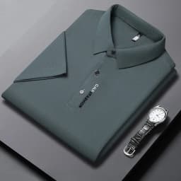 New Men's Short Sleeved Solid Color POLO Shirt Breathable and Comfortable Elastic Top