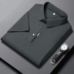 New Men's Short Sleeved Solid Color POLO Shirt Breathable and Comfortable Elastic Top