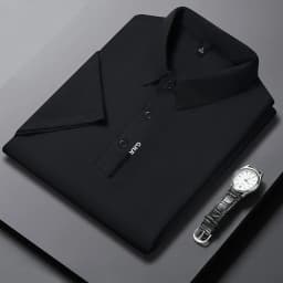 New Men's Short Sleeved Solid Color POLO Shirt Breathable and Comfortable Elastic Top