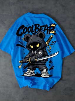 European and American Men's Summer Cartoon Warrior Letter Print Comfortable and Breathable Round Neck T-Shirt Outdoor Street Top