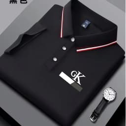 2026 new men's striped polo shirt, striped collar with GK printed letters, wrinkle resistant breathable top