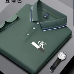2026 new men's striped polo shirt, striped collar with GK printed letters, wrinkle resistant breathable top