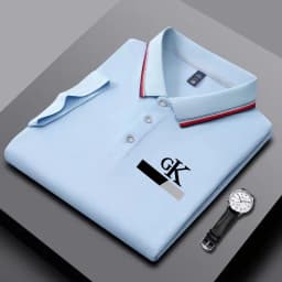 2026 new men's striped polo shirt, striped collar with GK printed letters, wrinkle resistant breathable top