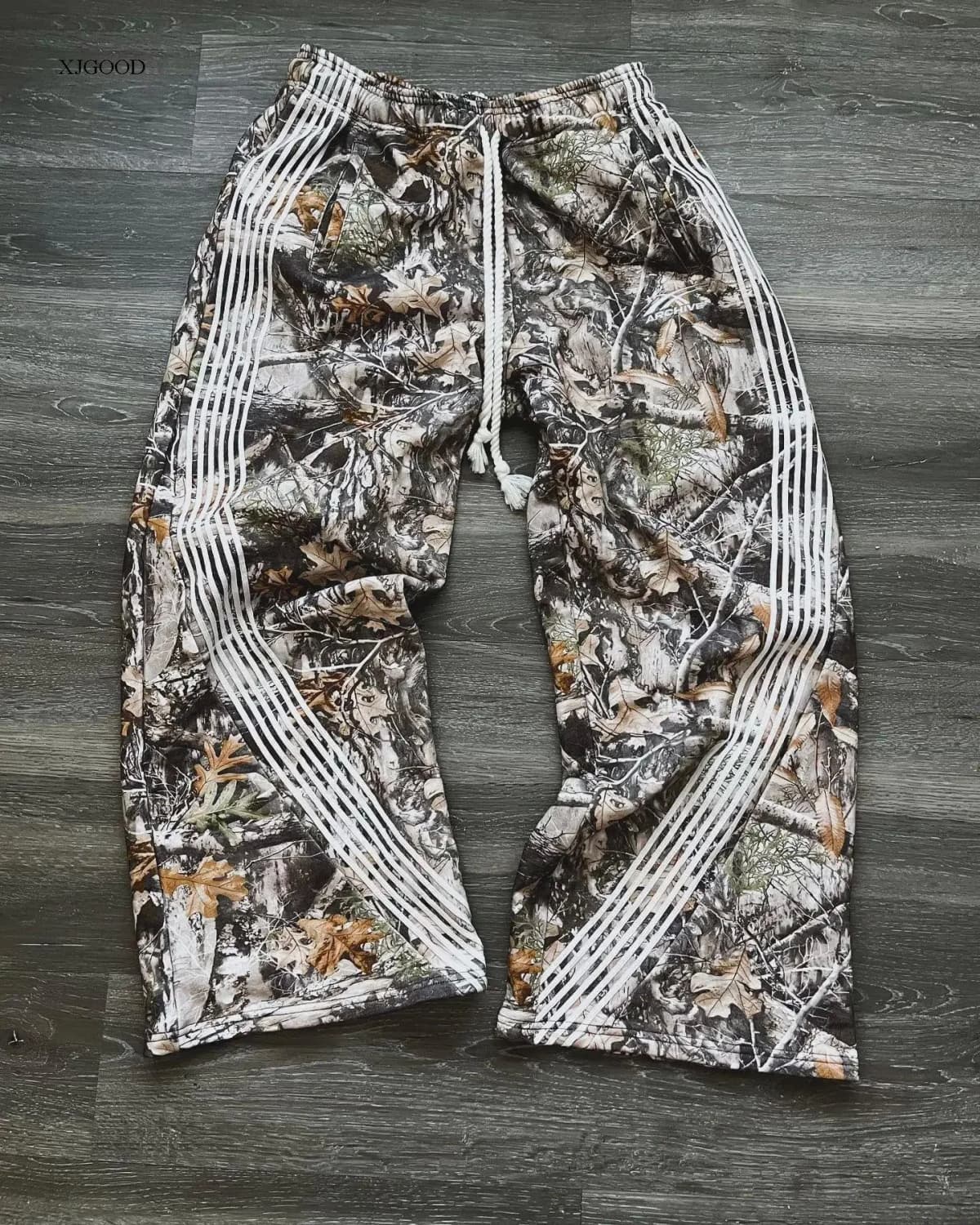 Summer Hot Jungle Camo Stripe Wide Leg Pants Unisex Drawstring Y2K Vintage Hip Hop Streetwear Loose Casual Outdoor Long Trousers