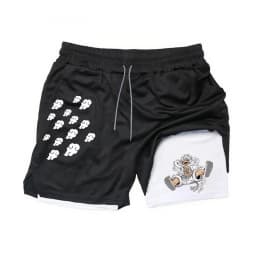 One Piece Summer Anime Men's Shorts Quick-dry Double Layer 2-in-1 Pants Graphic Print Workout Training Fitness Sports Gym Shorts