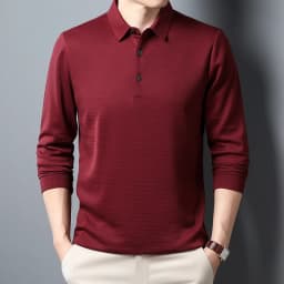 Men's Business Casual Polo Long Sleeve T-shirt Summer Comfortable Top