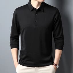 Men's Business Casual Polo Long Sleeve T-shirt Summer Comfortable Top