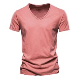Brand Quality 100% Cotton Men T-shirt V-neck Fashion Design Slim Fit Soild Male Tops Tees Short Sleeve