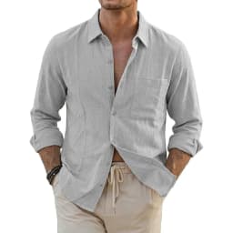 Korean Long Sleeve Linen Cotton Shirts Luxury Shirts for Men Breathable Men's T-Shirts Hawaiian Shirt Loose Lapel White Tshirt