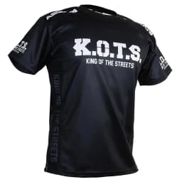 K.O.T.S. King of The Streets MMA Rash Guard, Black Training Compression Shirt, Short Sleeve BJJ Grappling Workout Tee